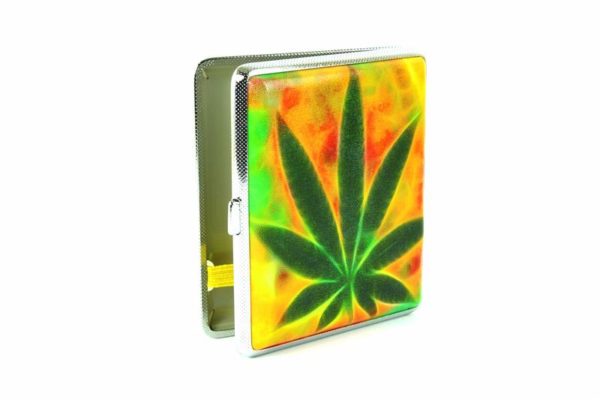 Rasta Color Cigarette Case Green Cannabis