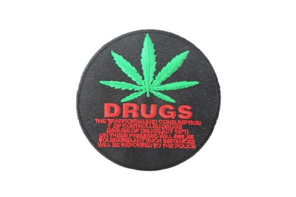 Circle Patch Black Round Shape Drug Prohibition Patch Green Cannabis Leaf