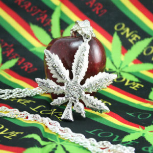 Cannabis Leaf Necklace Silver Immitation Lookalike Big Cannabis Leaf Pendant