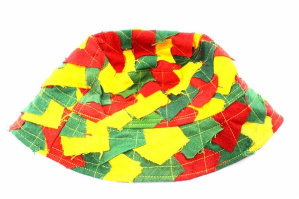 Fishing Hat Bucket Patchwork Rasta Colors Beanie Hat Green Yellow Red Reggae