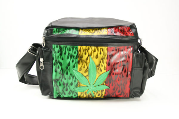 Rasta Black Vinyl Shoulder Bag Reggae Cannabis