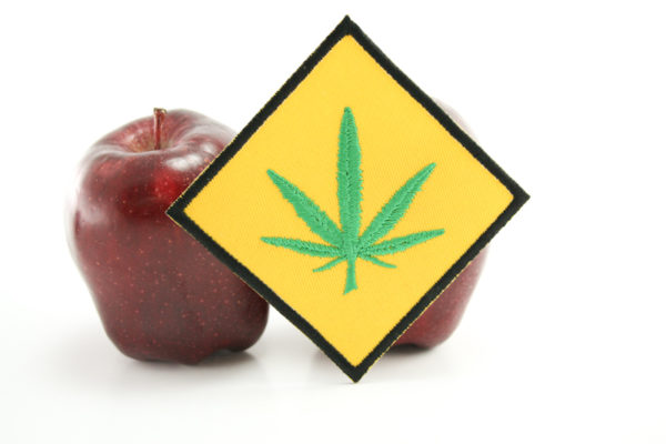 Rasta Patch Yellow Sign with Green Cannabis Leaf