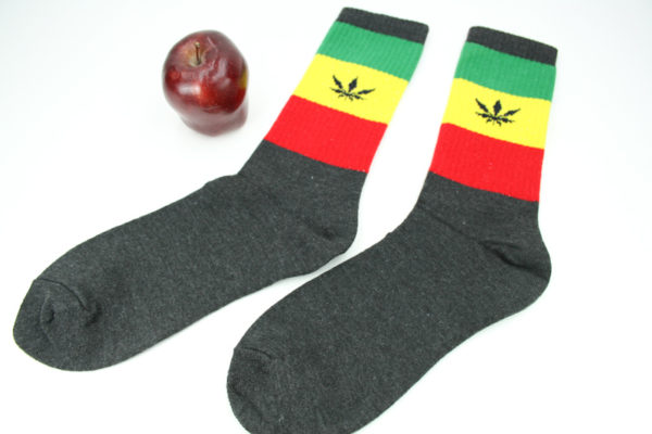 Black Rasta Long Sport Socks Leaf