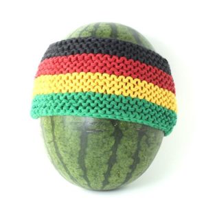 Hair Band Rasta Knit Green Yellow Red Black 3 Inches