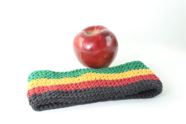 Hair Band Rasta Knit Green Yellow Red Black 3 Inches