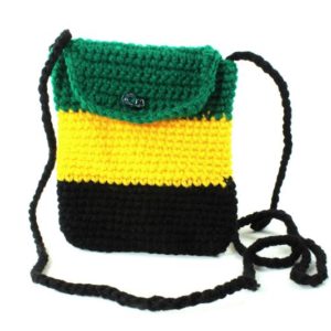 Handmade Jamaica Flag Colors Cigarette Bag with Button 4x6 inches