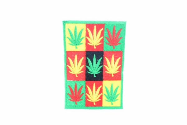 Rasta Patch Cannabis Leaves Green Yellow Red Squares