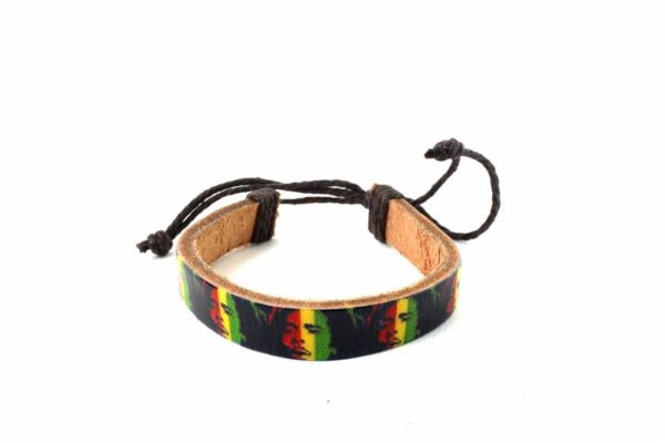 Bob Marley Leather Wristband Rasta Colors Cuff