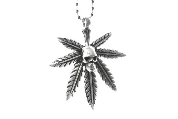 Metal Necklace Skull Cannabis Leaf all Metallic Necklace