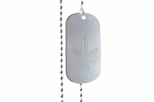 Military Army Necklace with Engraved Cannabis Leaf