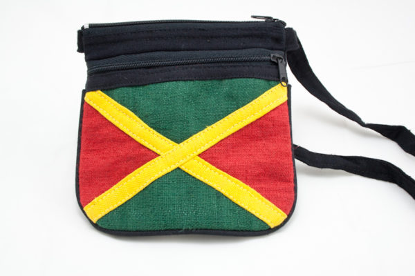 Jamaica Flag Hemp Small Rasta Bag or Purse with Zip 5x5 inches