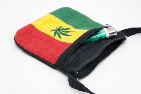 Jamaica Flag Hemp Small Rasta Bag or Purse with Zip 5x5 inches