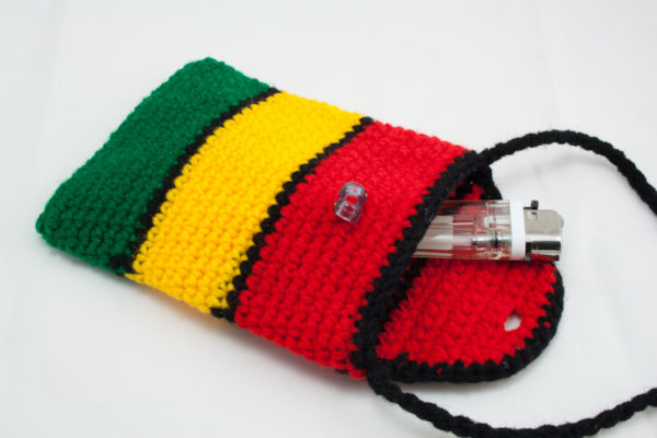 Crocheted Rectangle Shape Rasta Bag with Button 4x6 inches