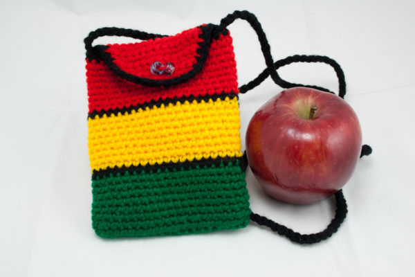 Crocheted Rectangle Shape Rasta Bag with Button 4x6 inches