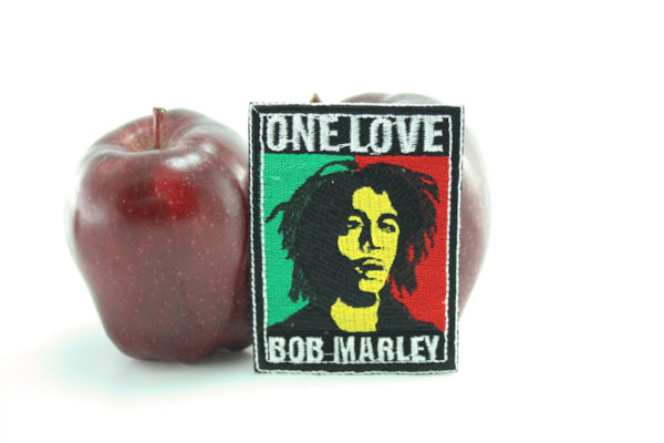 Rasta Patch Bob Marley Portrait One Love Green Yellow Red Square Shape