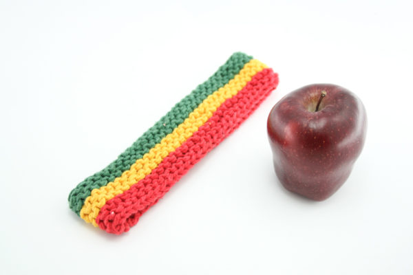 Headband Rasta Knit Small Stripes Rasta Colors Green Yellow Red Sweatband 2 Inch