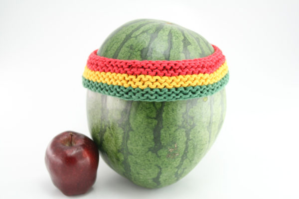Headband Rasta Knit Small Stripes Rasta Colors Green Yellow Red Sweatband 2 Inch