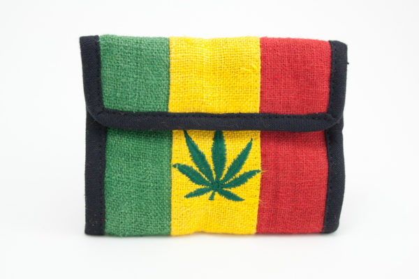 Marijuana Leaf Rasta Wallet with Zip 5x4 inches