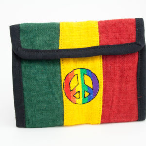 Peace and Love Rasta Wallet with Zip 5x4 inches