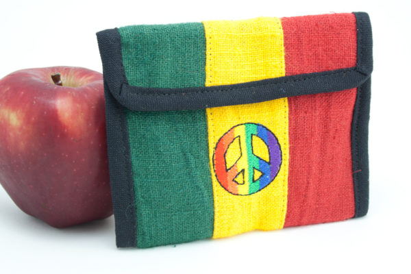 Peace and Love Rasta Wallet with Zip 5x4 inches