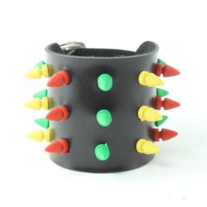 Punk Wristband Rasta Colors PVC Spikes Leather Style Bracelet