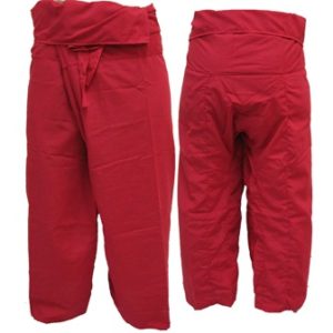 RED RASTA TROUSERS FOR MUAY THAI BOXING OR DANCING, LIGHT COTTON PANTS FOR SPORT