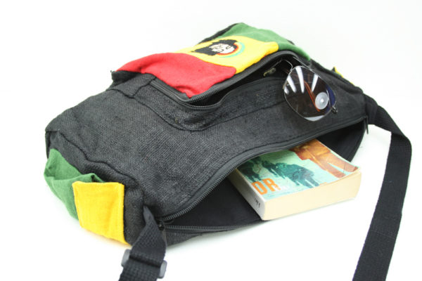 Rasta Hemp Shoulder Bag Bob Marley with Front and Side Pockets