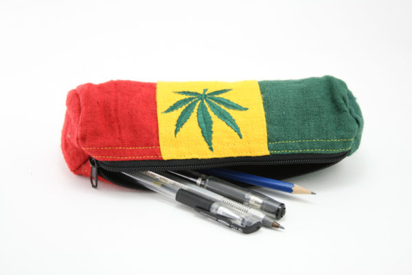 Marijuana Leaf Hemp Rasta Pencil Case with Zip 8x3 inches