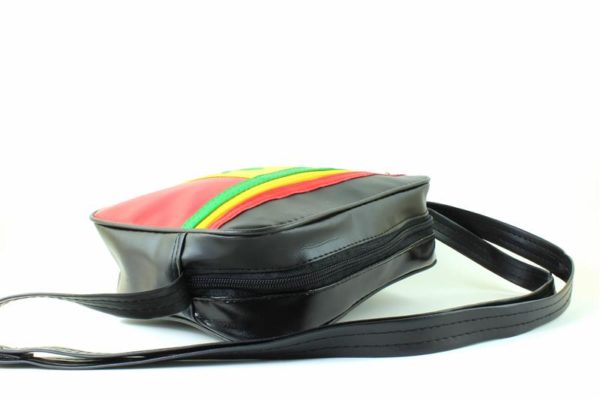 Vinyl Bag Rectangular Shoulder Bag Rasta Colors Cannabis Leaf Fake Leather