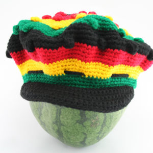 Rasta Shop Crochet Rasta Cap with Vizor Rasta Colors Green Yellow Red Dreadlocks