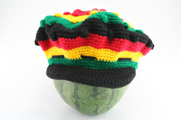 Rasta Shop Crochet Rasta Cap with Vizor Rasta Colors Green Yellow Red Dreadlocks