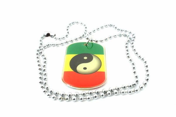 Yin Yang Necklace on Green Yellow Red Colors