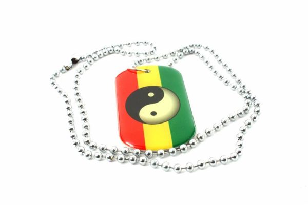 Yin Yang Necklace on Green Yellow Red Colors