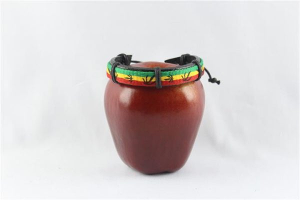 Leather Wristband Green Yellow Red Colors with Cannabis Leaf